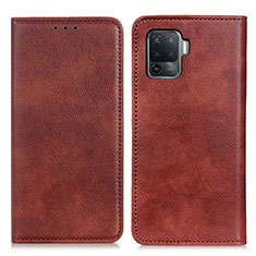 Funda de Cuero Cartera con Soporte Carcasa N01P para Oppo F19 Pro Marron