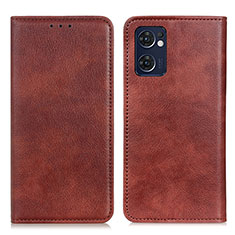 Funda de Cuero Cartera con Soporte Carcasa N01P para Oppo Reno7 5G Marron