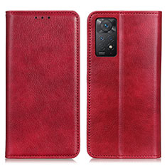 Funda de Cuero Cartera con Soporte Carcasa N01P para Xiaomi Redmi Note 11 Pro 4G Rojo