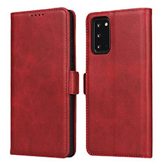Funda de Cuero Cartera con Soporte Carcasa N02 para Samsung Galaxy Note 20 5G Rojo