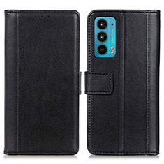 Funda de Cuero Cartera con Soporte Carcasa N02P para Motorola Moto Edge 20 5G Negro