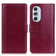 Funda de Cuero Cartera con Soporte Carcasa N02P para Motorola Moto Edge Plus (2022) 5G Rojo