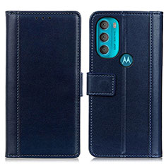 Funda de Cuero Cartera con Soporte Carcasa N02P para Motorola Moto G71 5G Azul
