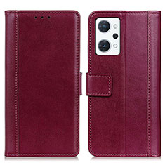 Funda de Cuero Cartera con Soporte Carcasa N02P para Oppo Reno7 A Rojo