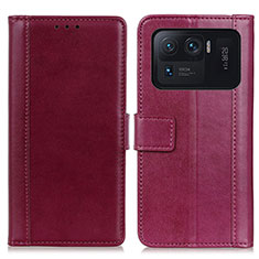 Funda de Cuero Cartera con Soporte Carcasa N02P para Xiaomi Mi 11 Ultra 5G Rojo