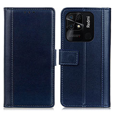 Funda de Cuero Cartera con Soporte Carcasa N02P para Xiaomi Redmi 10C 4G Azul