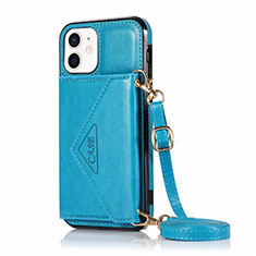 Funda de Cuero Cartera con Soporte Carcasa N03 para Apple iPhone 12 Azul Cielo