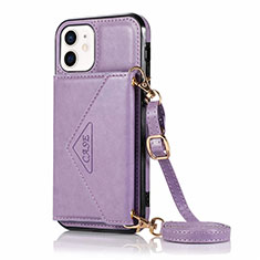 Funda de Cuero Cartera con Soporte Carcasa N03 para Apple iPhone 12 Mini Purpura Claro