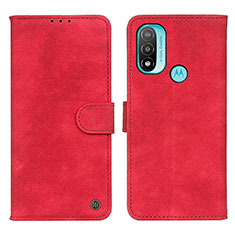 Funda de Cuero Cartera con Soporte Carcasa N03P para Motorola Moto E20 Rojo