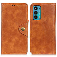 Funda de Cuero Cartera con Soporte Carcasa N03P para Motorola Moto Edge 20 5G Marron