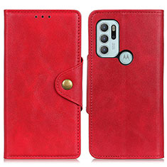 Funda de Cuero Cartera con Soporte Carcasa N03P para Motorola Moto G60s Rojo