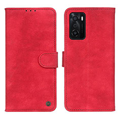 Funda de Cuero Cartera con Soporte Carcasa N03P para Oppo A55S 5G Rojo