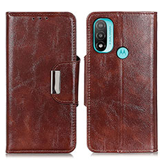 Funda de Cuero Cartera con Soporte Carcasa N04P para Motorola Moto E20 Marron