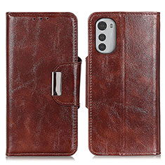 Funda de Cuero Cartera con Soporte Carcasa N04P para Motorola Moto E32 Marron