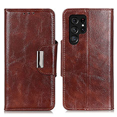 Funda de Cuero Cartera con Soporte Carcasa N04P para Samsung Galaxy S22 Ultra 5G Marron