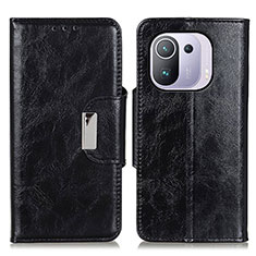 Funda de Cuero Cartera con Soporte Carcasa N04P para Xiaomi Mi 11 Pro 5G Negro