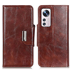 Funda de Cuero Cartera con Soporte Carcasa N04P para Xiaomi Mi 12 5G Marron