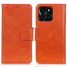 Funda de Cuero Cartera con Soporte Carcasa N05P para Huawei Honor X6a Naranja
