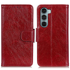 Funda de Cuero Cartera con Soporte Carcasa N05P para Motorola Moto Edge S30 5G Rojo