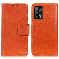 Funda de Cuero Cartera con Soporte Carcasa N05P para Oppo A95 4G Naranja