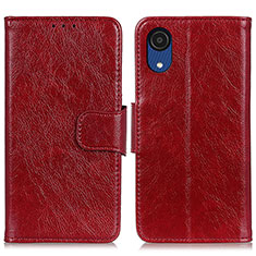 Funda de Cuero Cartera con Soporte Carcasa N05P para Samsung Galaxy A03 Core Rojo