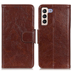 Funda de Cuero Cartera con Soporte Carcasa N05P para Samsung Galaxy S21 5G Marron