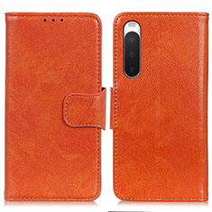 Funda de Cuero Cartera con Soporte Carcasa N05P para Sony Xperia 10 V Naranja