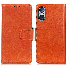 Funda de Cuero Cartera con Soporte Carcasa N05P para Sony Xperia 5 V Naranja