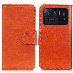 Funda de Cuero Cartera con Soporte Carcasa N05P para Xiaomi Mi 11 Ultra 5G Naranja
