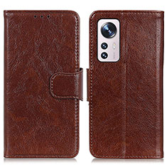 Funda de Cuero Cartera con Soporte Carcasa N05P para Xiaomi Mi 12 5G Marron