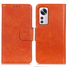 Funda de Cuero Cartera con Soporte Carcasa N05P para Xiaomi Mi 12 5G Naranja