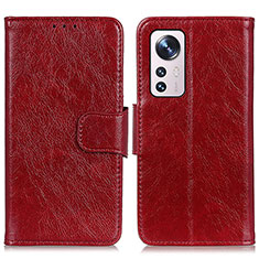 Funda de Cuero Cartera con Soporte Carcasa N05P para Xiaomi Mi 12 5G Rojo