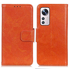 Funda de Cuero Cartera con Soporte Carcasa N05P para Xiaomi Mi 12S Pro 5G Naranja