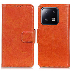 Funda de Cuero Cartera con Soporte Carcasa N05P para Xiaomi Mi 13 5G Naranja