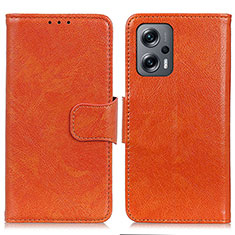 Funda de Cuero Cartera con Soporte Carcasa N05P para Xiaomi Poco F5 5G Naranja