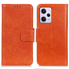 Funda de Cuero Cartera con Soporte Carcasa N05P para Xiaomi Redmi Note 12 Pro 5G Naranja