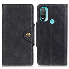 Funda de Cuero Cartera con Soporte Carcasa N06P para Motorola Moto E20 Negro