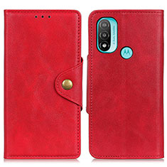 Funda de Cuero Cartera con Soporte Carcasa N06P para Motorola Moto E20 Rojo