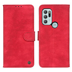 Funda de Cuero Cartera con Soporte Carcasa N06P para Motorola Moto G60s Rojo