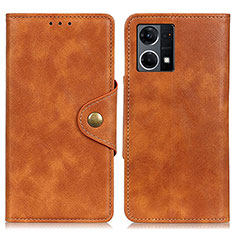 Funda de Cuero Cartera con Soporte Carcasa N06P para Oppo Reno8 4G Marron