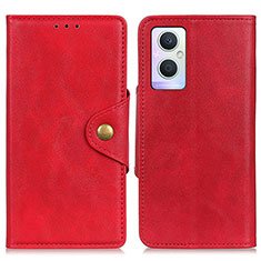 Funda de Cuero Cartera con Soporte Carcasa N06P para Oppo Reno8 Z 5G Rojo