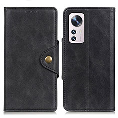 Funda de Cuero Cartera con Soporte Carcasa N06P para Xiaomi Mi 12 Pro 5G Negro