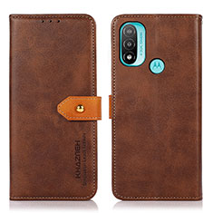 Funda de Cuero Cartera con Soporte Carcasa N07P para Motorola Moto E20 Marron