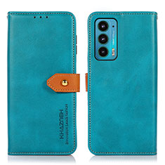 Funda de Cuero Cartera con Soporte Carcasa N07P para Motorola Moto Edge 20 5G Cian