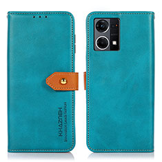 Funda de Cuero Cartera con Soporte Carcasa N07P para Oppo Reno8 4G Cian