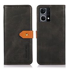 Funda de Cuero Cartera con Soporte Carcasa N07P para Oppo Reno8 4G Negro