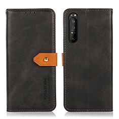 Funda de Cuero Cartera con Soporte Carcasa N07P para Sony Xperia 1 II Negro