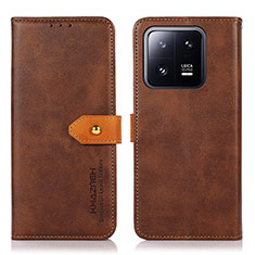 Funda de Cuero Cartera con Soporte Carcasa N07P para Xiaomi Mi 13 5G Marron