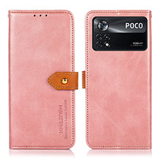 Funda de Cuero Cartera con Soporte Carcasa N07P para Xiaomi Poco X4 Pro 5G Rosa