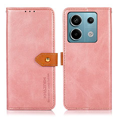 Funda de Cuero Cartera con Soporte Carcasa N07P para Xiaomi Redmi Note 13 Pro 5G Rosa